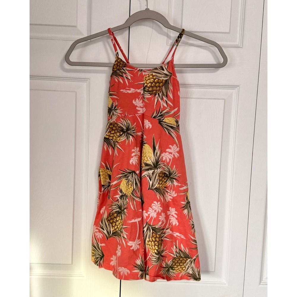 Old Navy Kids Girls Pineapple Print Smocked Spaghetti Strap Dress Size 8